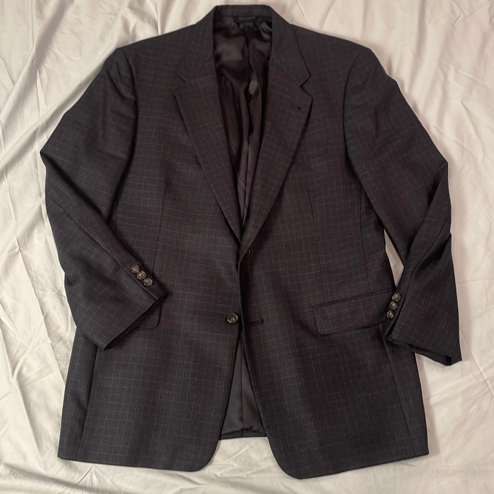 Sweet Mens Hart Schaffner Marx Blazer Windowpane Print Dark Blue & Bronze 42R